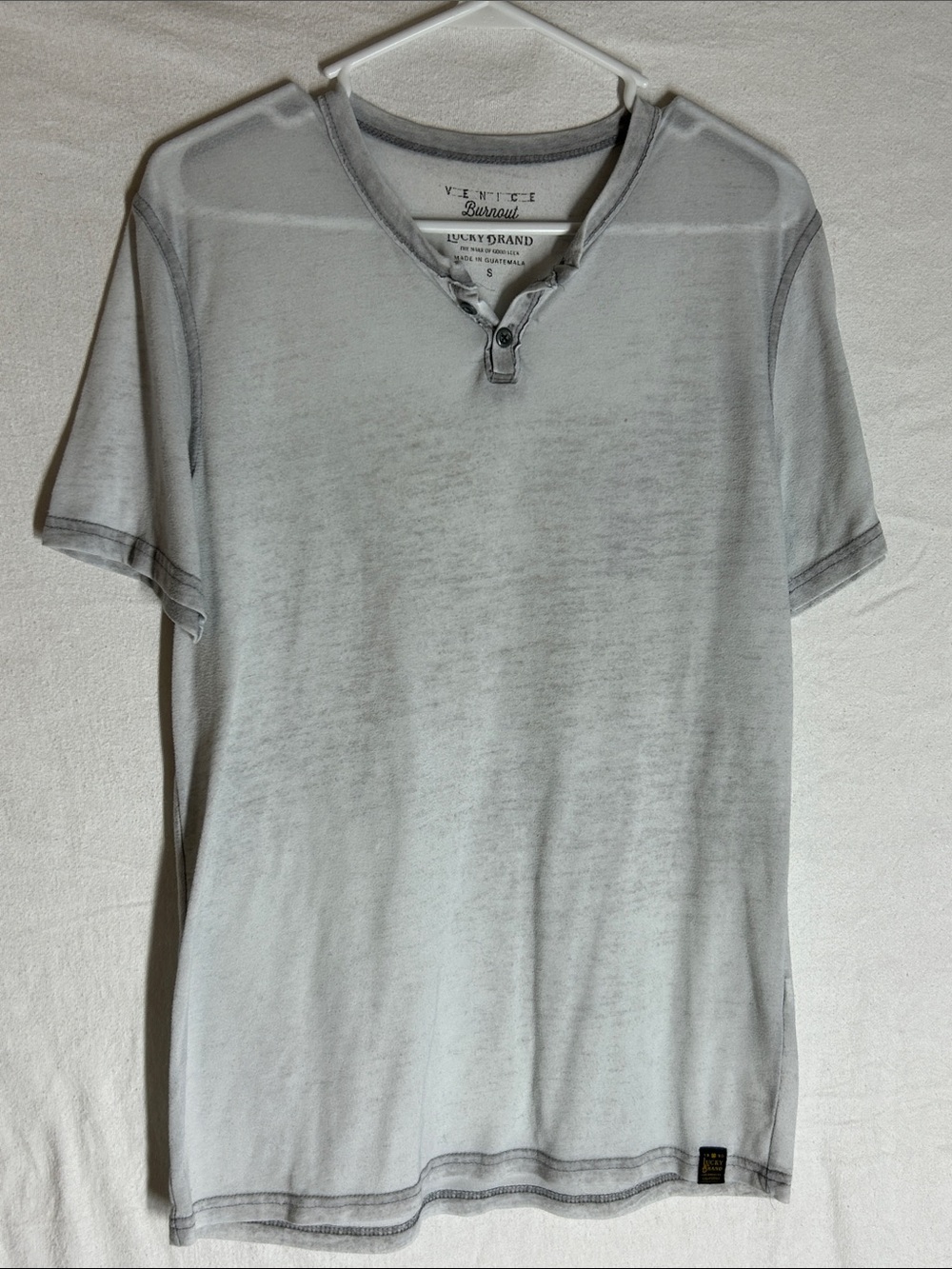 Lucky Brand Light Gray Short Sleeve Henley